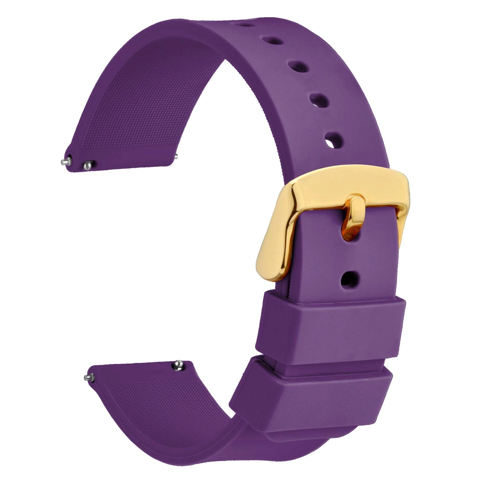 WOCCI 20mm Silicone Watch Strap with Gold Buckle, Quick Release Bracelet (Purple)