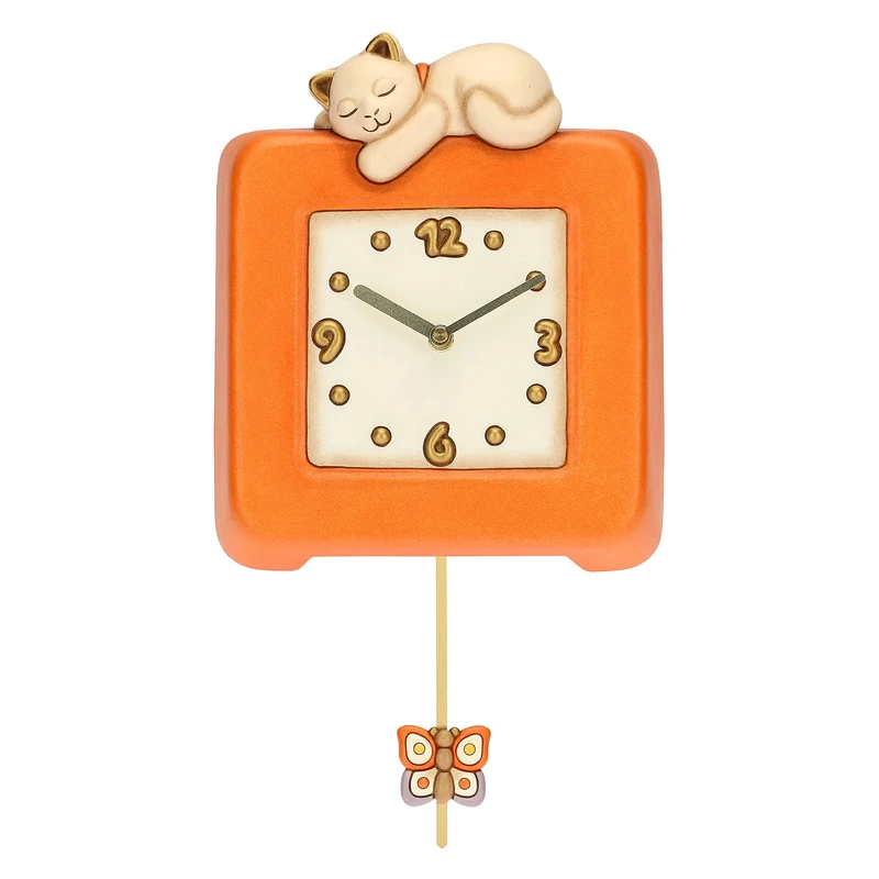 THUN - Country Pendulum Clock with Cat - Living, Home Decor - Gift Idea - Country Line - Ceramic, Plastic Mechanism - 20.5 x 4.5 x 24.7 cm h - Image 1