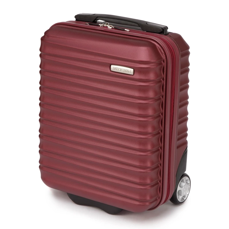 WITTCHEN Travel Suitcase Carry-On Cabin Luggage Hardshell Made of ABS with 4 Spinner Wheels Combination Lock Telescopic Handle Groove Line Size Small Suitcase Burgundy