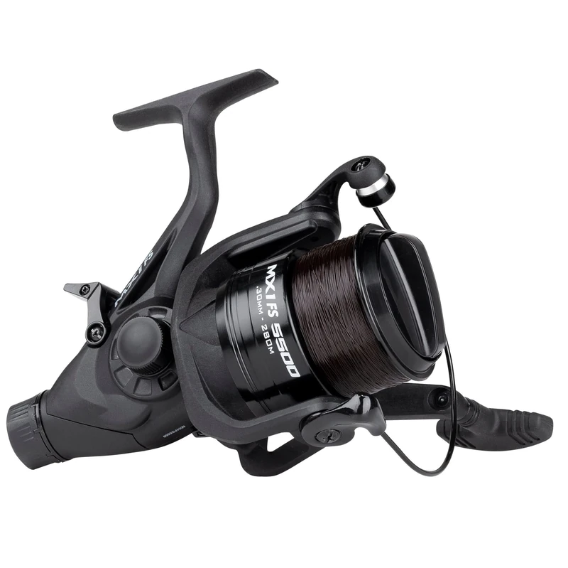 Mitchell MX1 FS 5500 Allround Fishing Reel with Line - Spinning Free Spool Freshwater Carp Fishing Reels and Deadbait Pike & Zander Anglers - Robust and lightweight Black Aluminium - 2+1 Bearings
