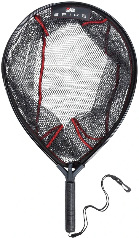 Abu Garcia Spike Landing Net With Gummed Fine Mesh, Floating Frame and Designed for Predator Fishing For Trout, Perch, Zander, Black