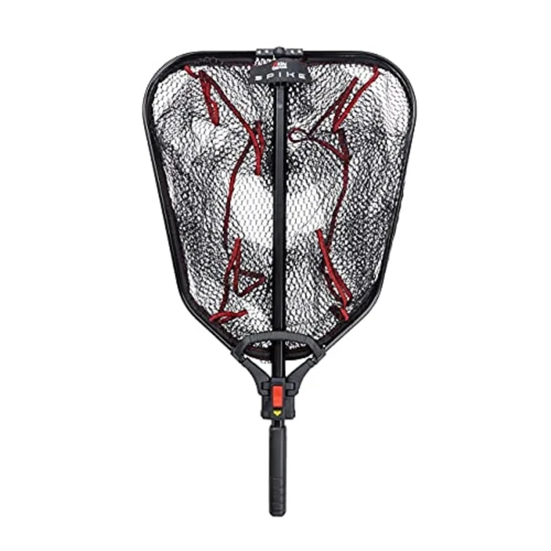 Abu Garcia Spike Foldable Landing Net With Retractable Handle - Lightweight with Rubber Mesh - Predator Fishing for Pike, Zander,Black,60 x 50 cm