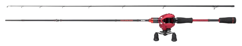 Mitchell Colors MX Casting Combo | Baitcast Rod & Reel Set for Predator Fishing Anglers | Fast Action Carbon Rod with EVA Handle | 4+1 Ball Bearings | Pike, Perch & Zander | Red | 2.13m 20-70g