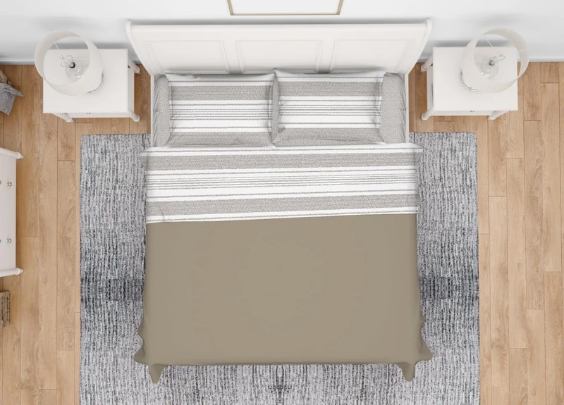 BIANCHERIAWEB Complete Bed Sheet Set in 100% Cotton, Made in Italy, Striped Pattern Fine Stripe Design New