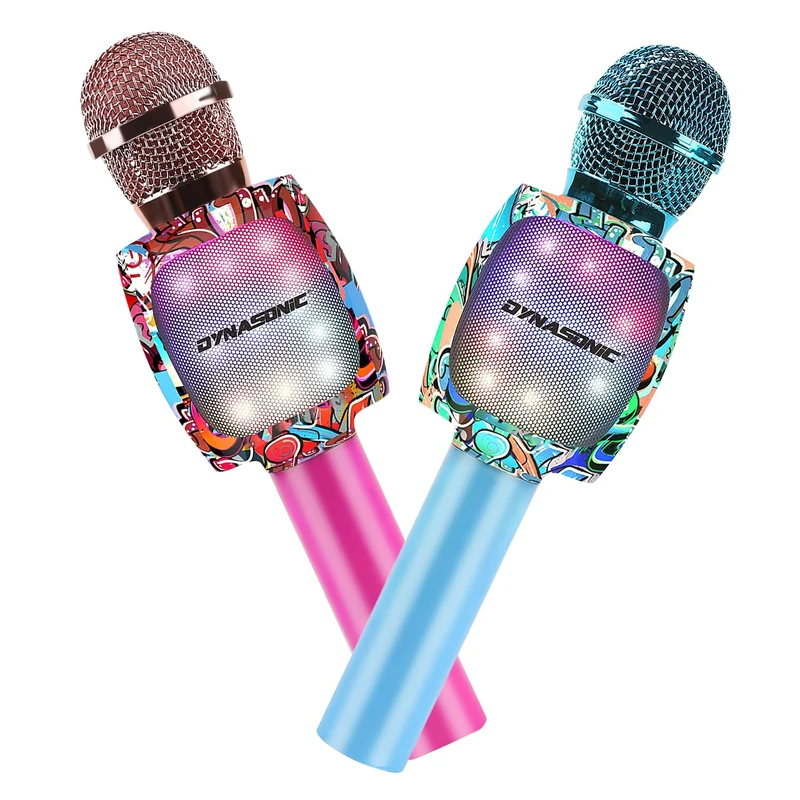 DYNASONIC Bluetooth Karaoke Microphone with LED Lights
