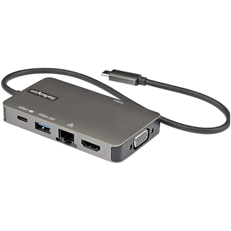 StarTech.com USB-C Multiport Adapter - USB-C to 4K 30Hz HDMI or 1080p VGA - USB Type-C Mini Dock w/ 100W Power Delivery Passthrough, 3-Port USB Hub 5Gbps, GbE - 12" (30cm) Attached Cable (DKT30CHVPD2)
