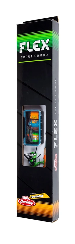 Berkley Flex Trout Starter Combo, Fishing Rod and Reel Combo, Spinning Combo, Kit Includes Pre-Spooled Reel, Tackle Box and Trout Dough Bait, Predator Fishing, Unisex, Green, 2.4m | 5-15g