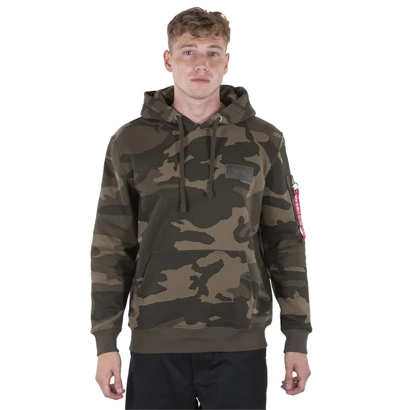 Alpha Industries Back Print Hoody Camo Hooded Sweat for Men Olive