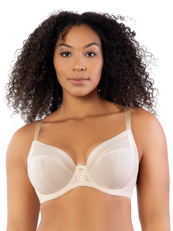 Parfait Shea P6062 Women's Full Bust Mesh Plunge Unlined Wired Bra-Bare-36DD