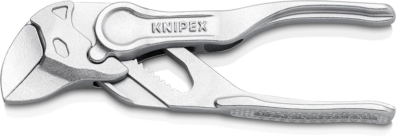 KNIPEX Pliers Wrench XS, Chrome-Plated, 100 mm, Grips Continuously up to 21 mm, Small Pliers Wrench, EDC, 86 04 100