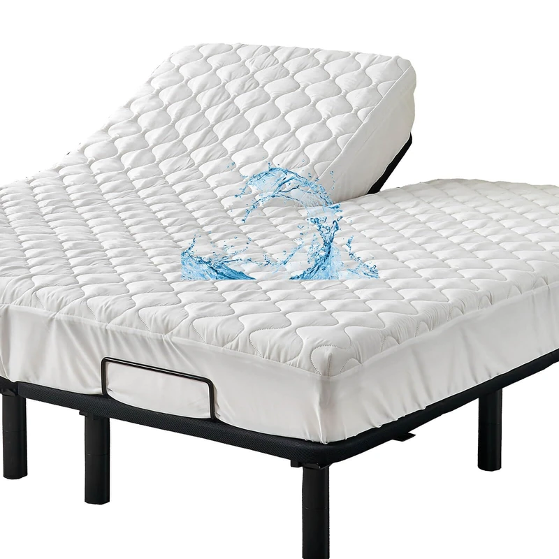 Kingnex Waterproof Split Top Cal King Mattress Protector for Adjustable Bed