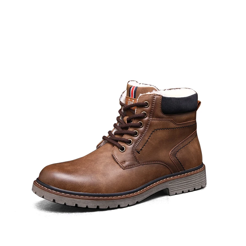 STK TOP STAKA Men's Winter Boots - Warm Fur Lined Lace Up Snow Shoes