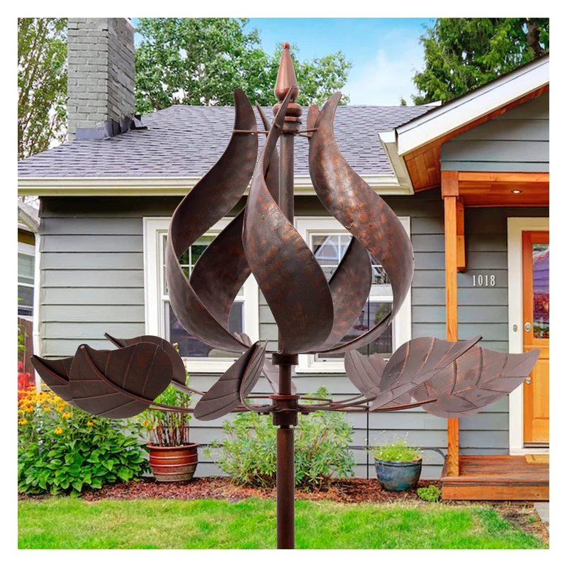 Cyan Oasis Yard Garden Wind Spinners - Large Tulip Outdoor Metal Wind Spinners with Stake, Yard Art Lawn Garden Decor (24'' W x 73'' H), Copper