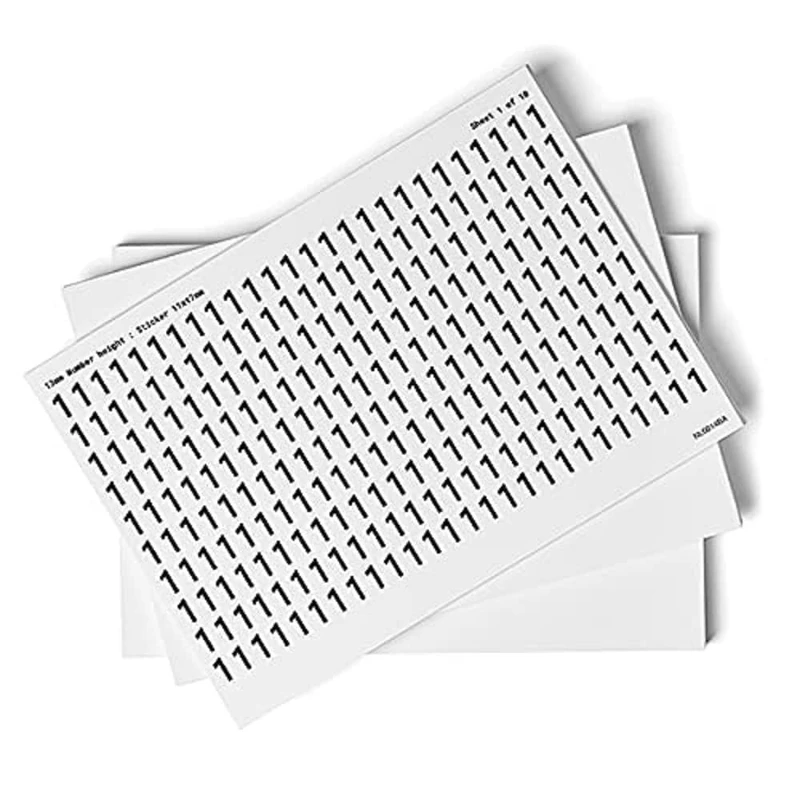 0-9 Numbers - Pack of 10 - 13mm Height - 300x200mm - Self Adhesive Vinyl