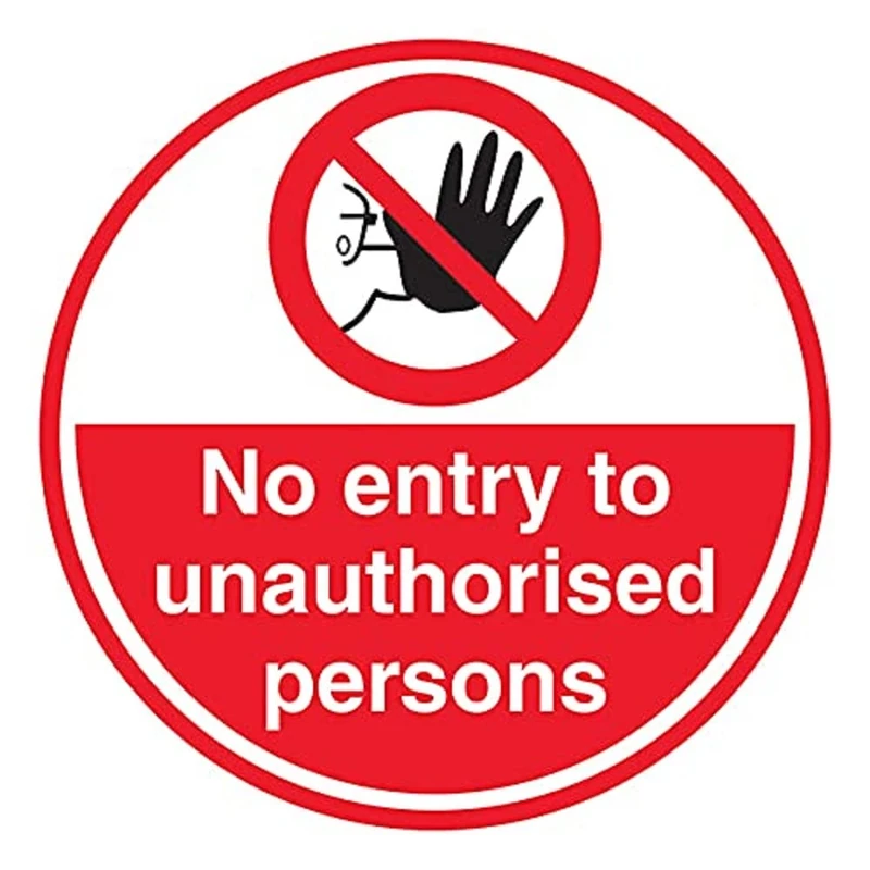 V Safety No Entry To Unauthorised Persons - 450x450mm - Self Adhesive Floor Sticker