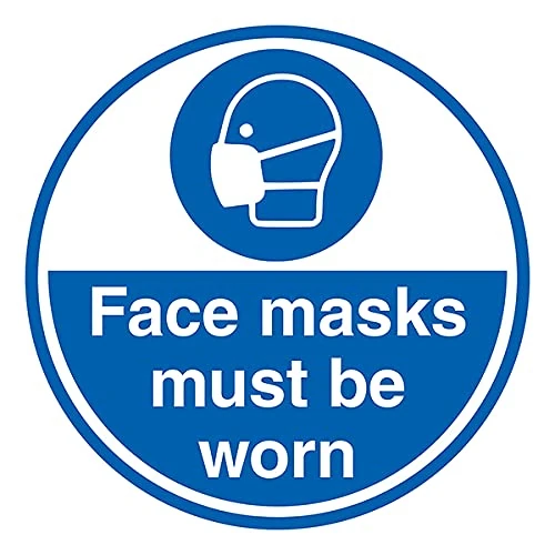 V Safety Face Masks Must Be Worn - 450 x 450 mm - Self Adhesive Floor Sticker Safety Sign