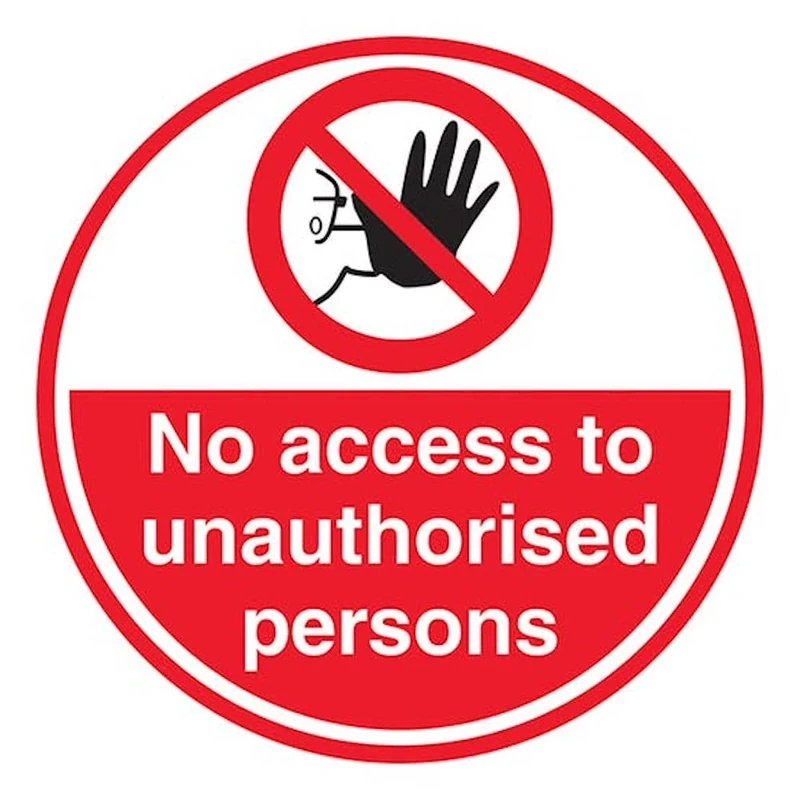 V Safety No Access to Unauthorised Persons - 600 x 600 mm - Self Adhesive Floor Sticker Safety Sign