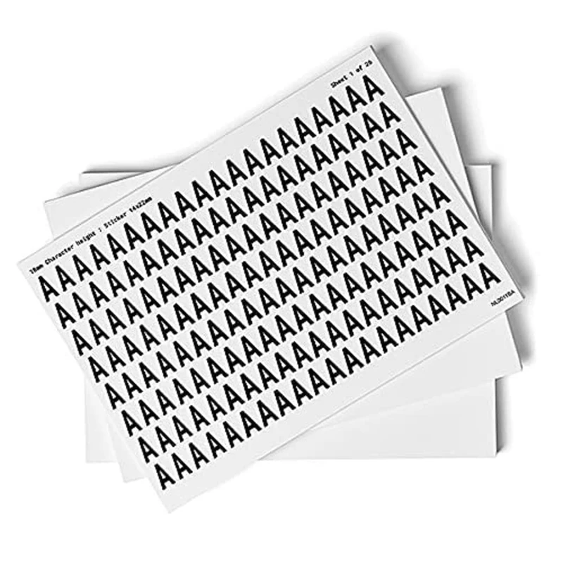 A-Z Letters - Pack of 26 - 18mm Height - 300x200mm - Self Adhesive Vinyl