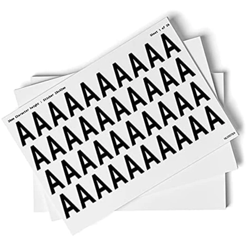A-Z Letters - Pack of 26 - 36mm Height - 300x200mm - Self Adhesive Vinyl