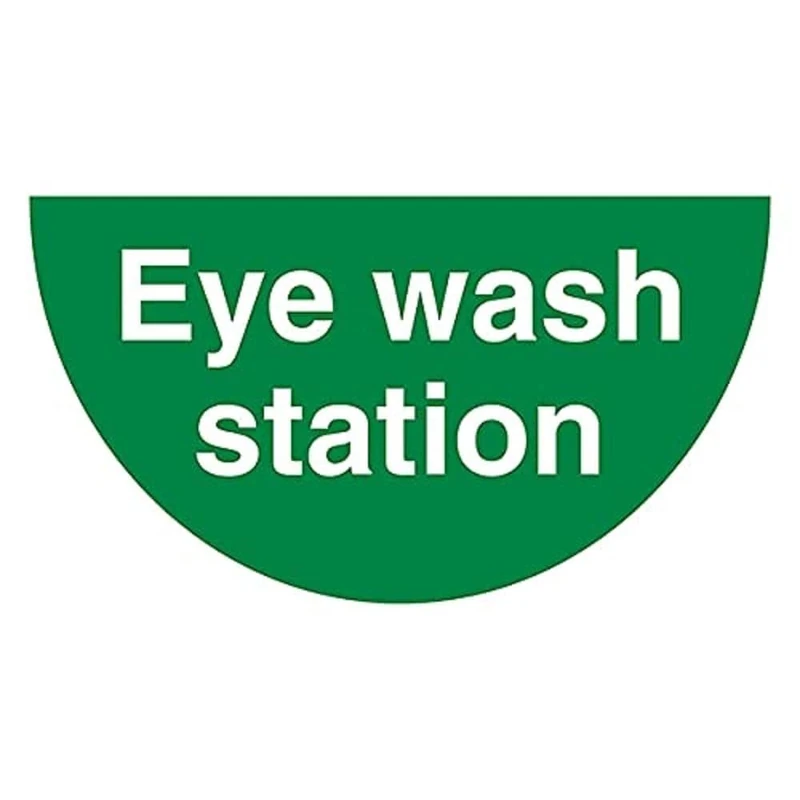 V Safety Eye Wash Station - 620x350mm - Half Moon Self Adhesive Floor Sticker