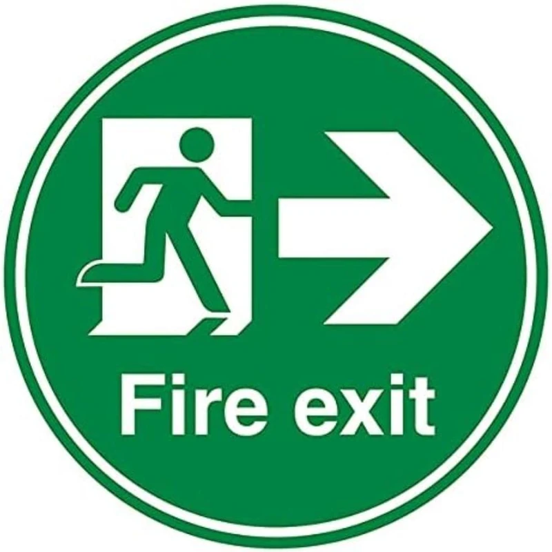 V Safety Fire Exit Arrow Right - 450x450mm - Self Adhesive Floor Sticker