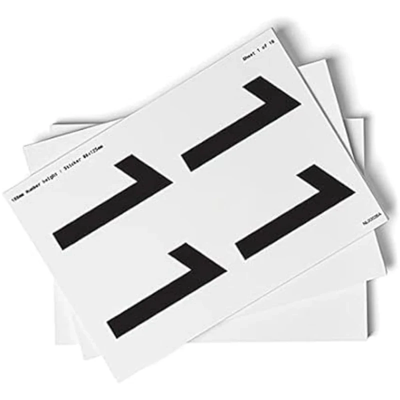0-9 Numbers - Pack of 10 - 108mm Height - 300x200mm - Self Adhesive Vinyl