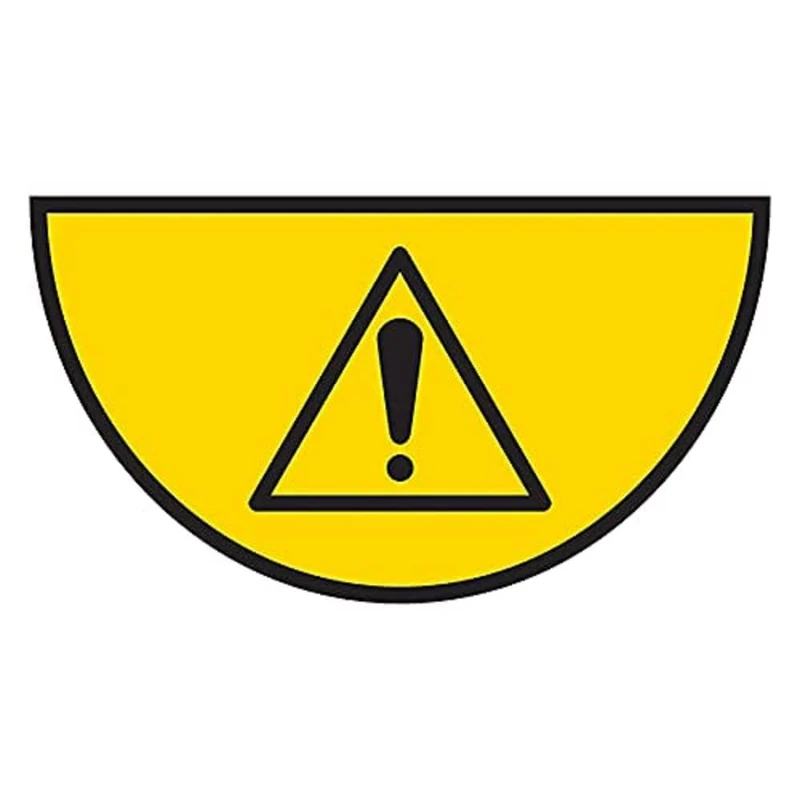 V Safety Warning Exclamation Mark - 620 x 350 mm - Half Moon Self Adhesive Floor Sticker Safety Sign