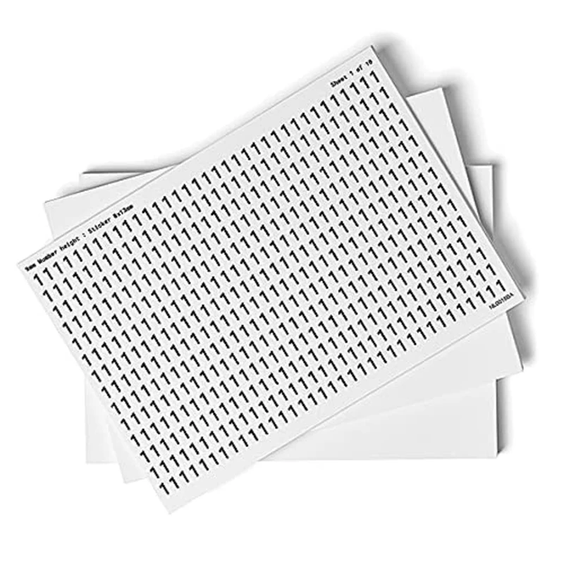 V Safety 0-9 Numbers - Pack of 10-9mm Height - 300x200mm - Self Adhesive Vinyl