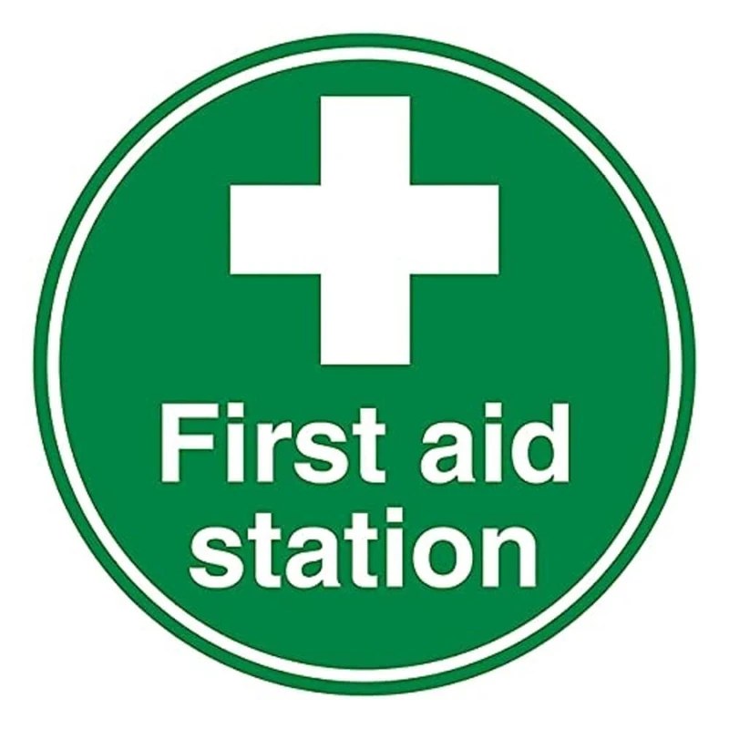 V Safety First Aid Station - 450x450mm - Self Adhesive Floor Sticker