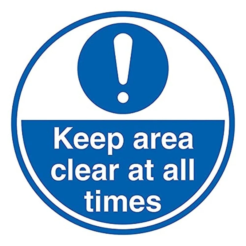 V Safety Keep area Clear At All Times - 450 x 450 mm - Self Adhesive Floor Sticker Safety Sign