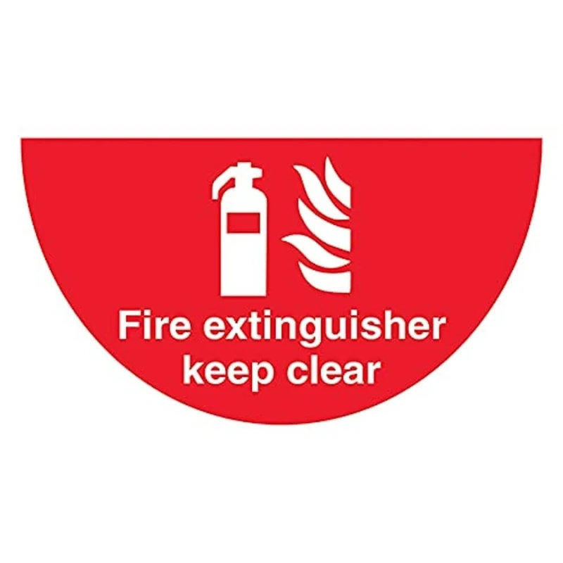 V Safety Fire Extinguisher - 620x350mm - Half Moon Self Adhesive Floor Sticker