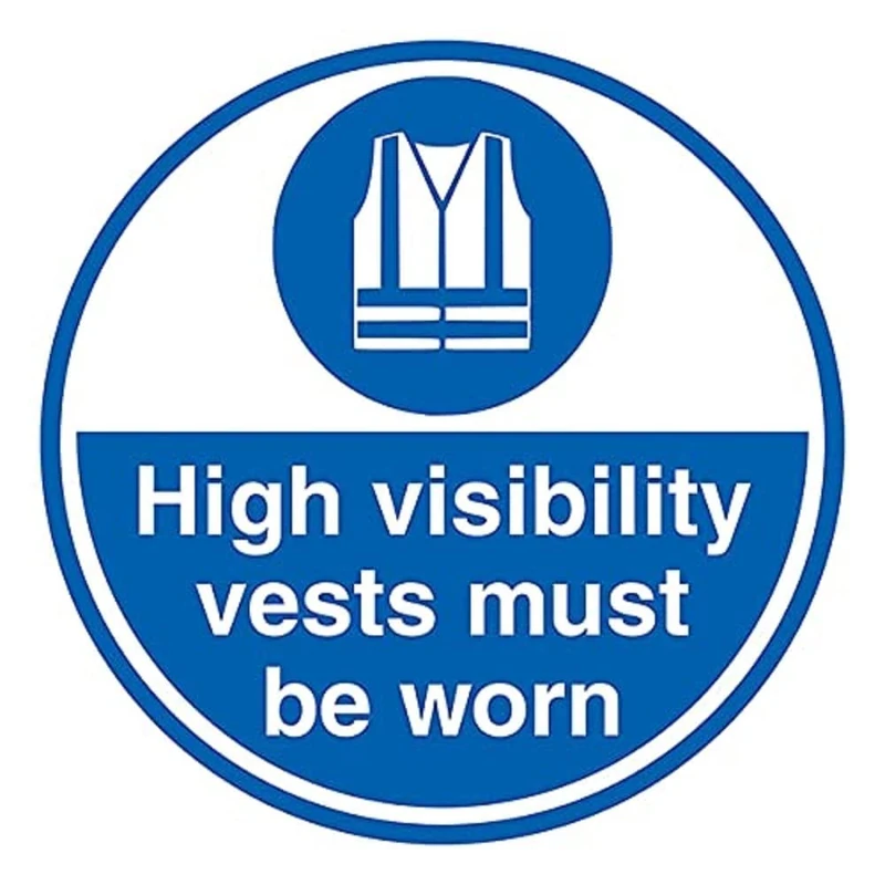 V Safety High Visibility Vests Must Be Worn - 600x600mm - Self Adhesive Floor Sticker