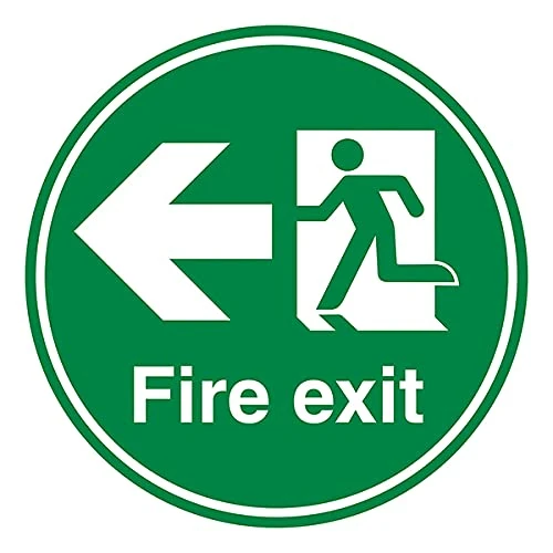 V Safety Fire Exit Arrow Left - 450x450mm - Self Adhesive Floor Sticker