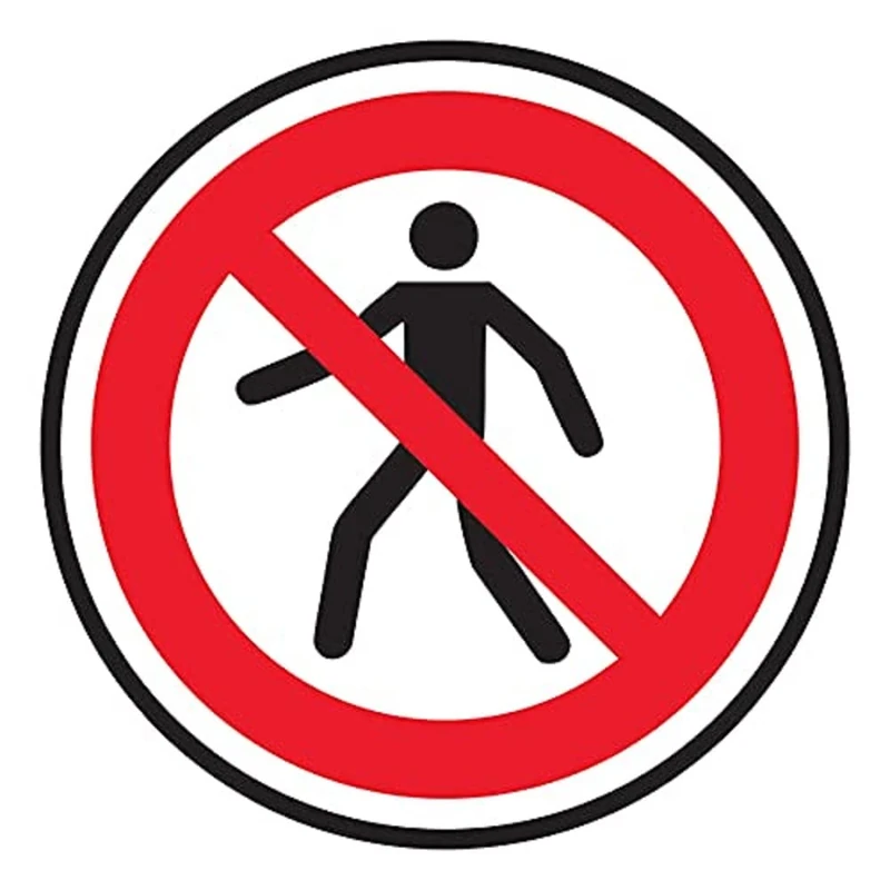 V Safety No Pedestrian Access Symbol - 450 x 450 mm - Self Adhesive Floor Sticker Safety Sign