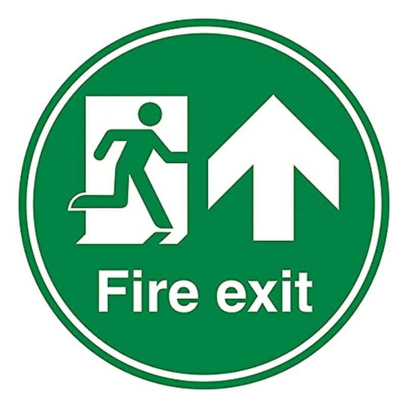 V Safety Fire Exit Arrow Up - 600 x 600 mm - Self Adhesive Floor Sticker Safety Sign