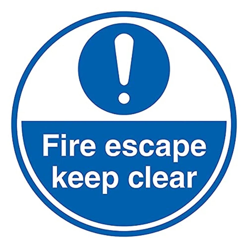 V Safety Fire Escape - Keep Clear - 450 x 450 mm - Self Adhesive Floor Sticker Safety Sign