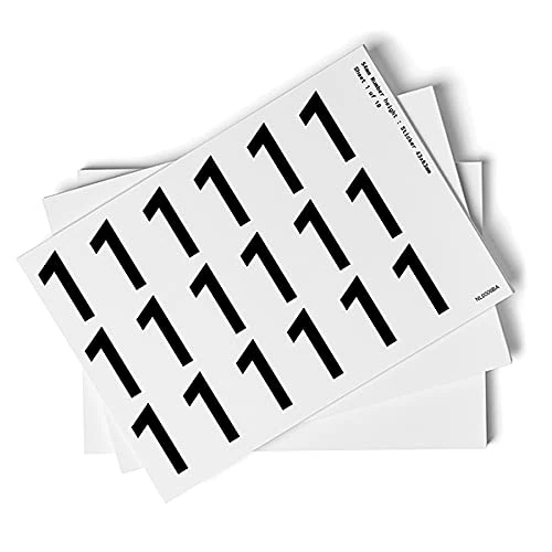 V Safety 0-9 Numbers - Pack of 10-54 mm Height - 300 x 200 mm - Self Adhesive Vinyl