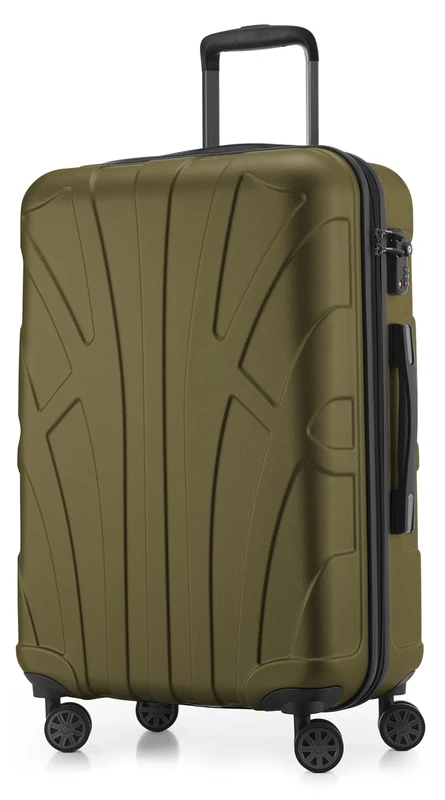 SUITLINE - Hardshell suitcase, travel luggage, TSA, 66 cm, approx. 58 liters, 100% ABS mat, Avocado