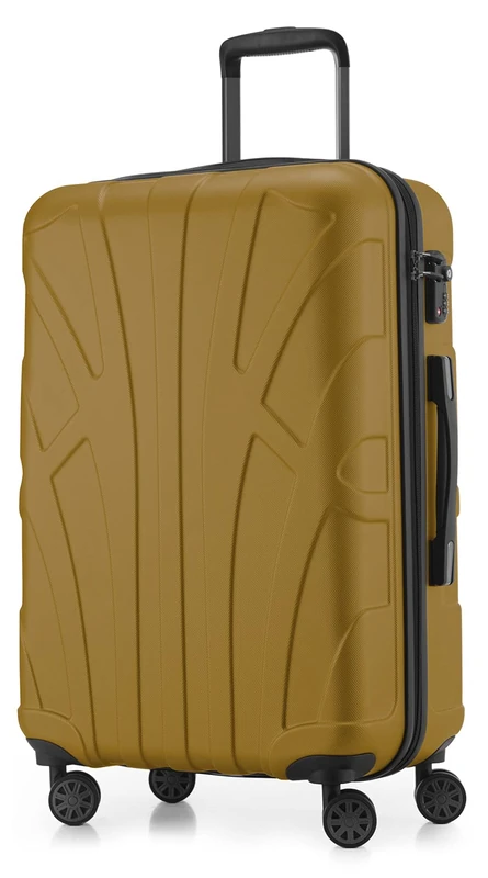 SUITLINE - Hardshell suitcase, travel luggage, TSA, 66 cm, approx. 58 liters, 100% ABS mat, Autumn gold