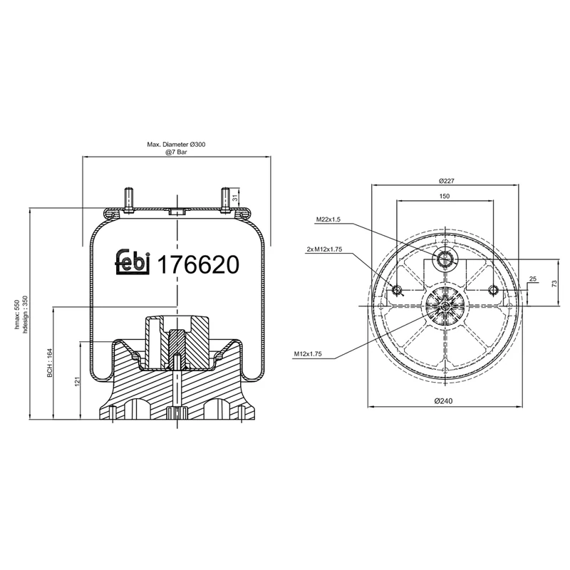 febi bilstein 176620 Air Suspension Bellows