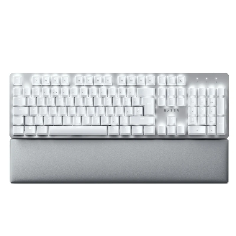 Razer Pro Type Ultra - Wireless Mechanical Keyboard for Maximum Productivity (Yellow Silent and Linear Keyboard Switches, Wrist Rest, Multi-Device Dongle, Bluetooth) QWERTY UK Layout | White