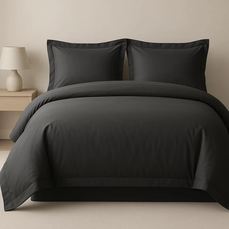 eBeddy Linens 800 TC Ultra Silky Soft Egyptian Cotton Super King Plus 120x120 Size 3-Pieces Duvet Cover Hidden Zipper Closer & Corner Ties Durable and Fade Resistant, Dark Grey Solid
