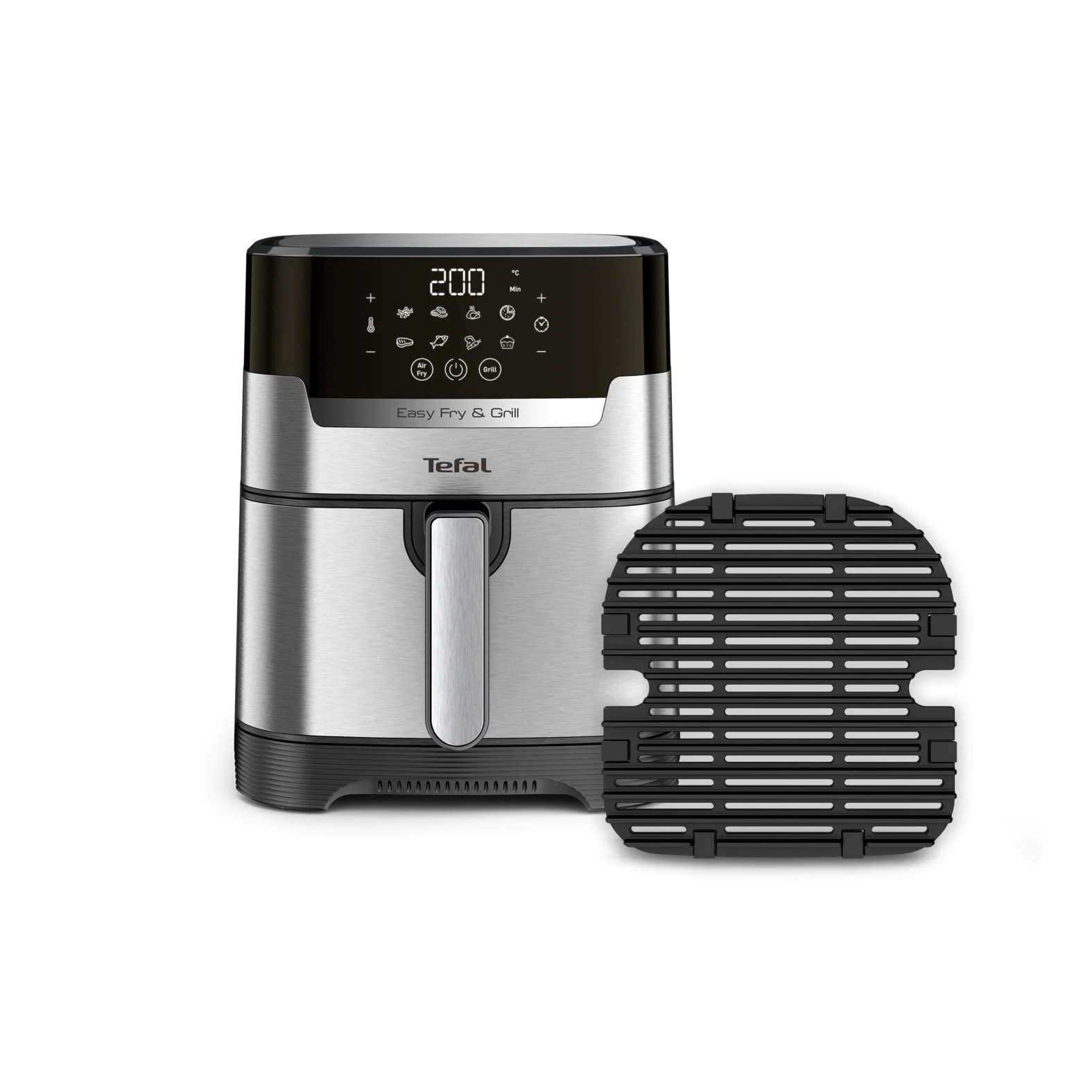 Tefal EY505D Easy Fry & Grill Deluxe Hot Air Fryer, 2-in-1 Technology (Hot Air Fryer and Grill), 4.2 Litre Capacity, 8 Automatic Programs, Timer, Stainless Steel