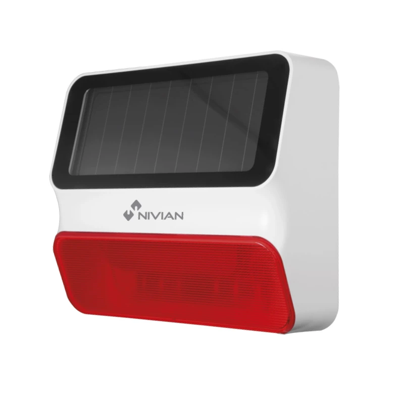 Nivian – Wireless siren with solar powered Nivian alarm compatible – Suitable for outdoor use – 100dB light and sound alert– Includes battery backup-Easy installation without cables