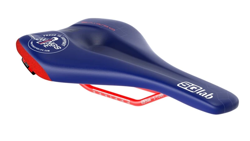SQlab Unisex - Adult 611 Ergowave Active Wings for Life MTB Tech & Trail Bicycle Saddle - Blue/Red, 14cm