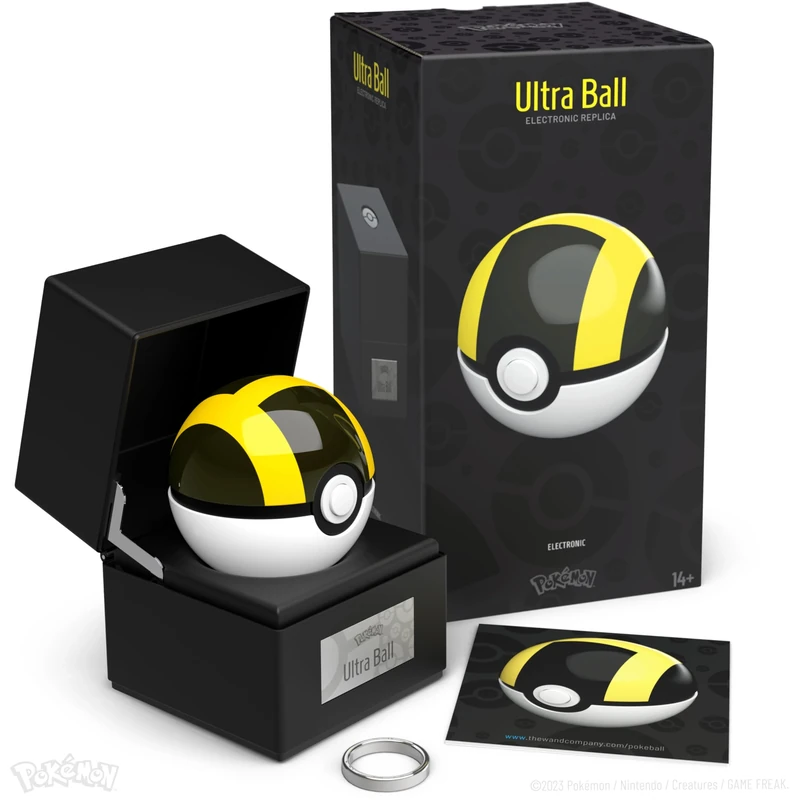 The Wand Company Original Poké Ball Authentic Replica - Realistic, Electronic, Die-Cast Authentic Replica with Display Case Light Features. Officially Licensed by Pokémon (Ultra Ball)