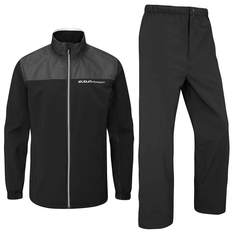 Stuburt Golf Mens Evolution PCT Waterproof Golf Suit - Black - XXL