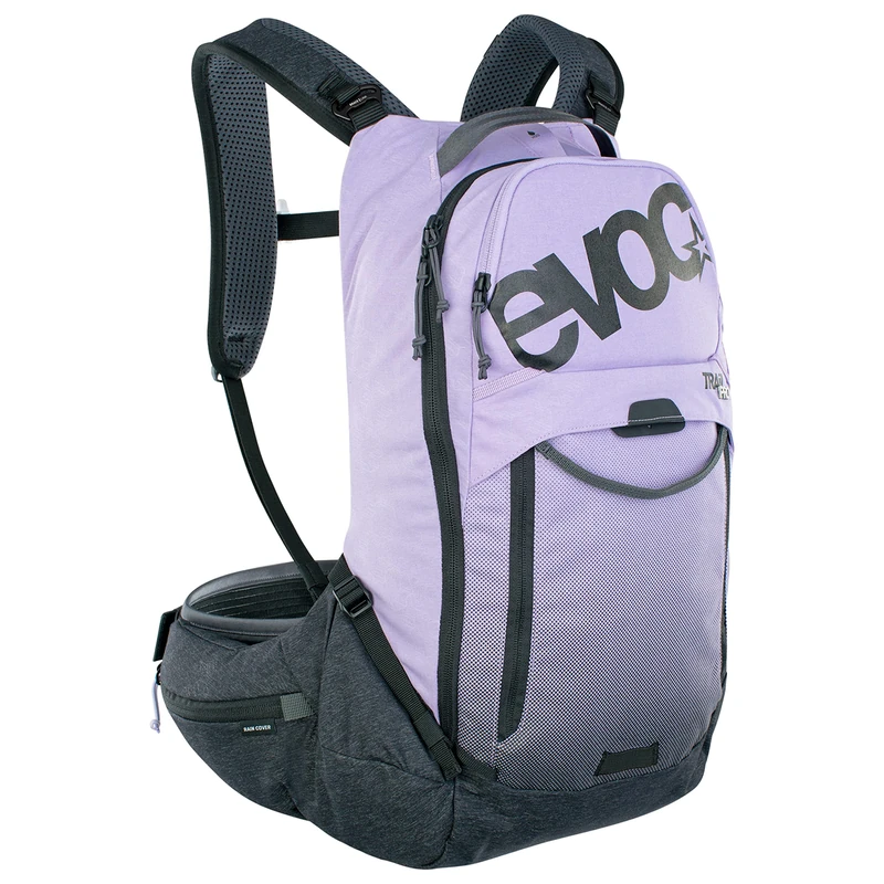 EVOC TRAIL PRO 16l protector backpack for day tours & trail riding (LITESHIELD PLUS back protector, extremely lightweight, wide hip fins, 3l hydration bladder compartment, Size: L/XL), Multicoloured