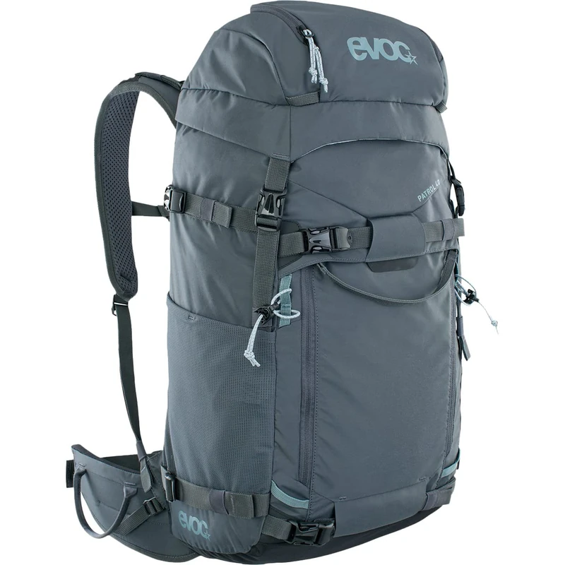 EVOC PATROL 40 touring backpack (comfortable carrying system, load distribution via NEUTRALITE SYSTEM, side access DeepL, avalanche compartment, filling from top and side), Carbon Grey