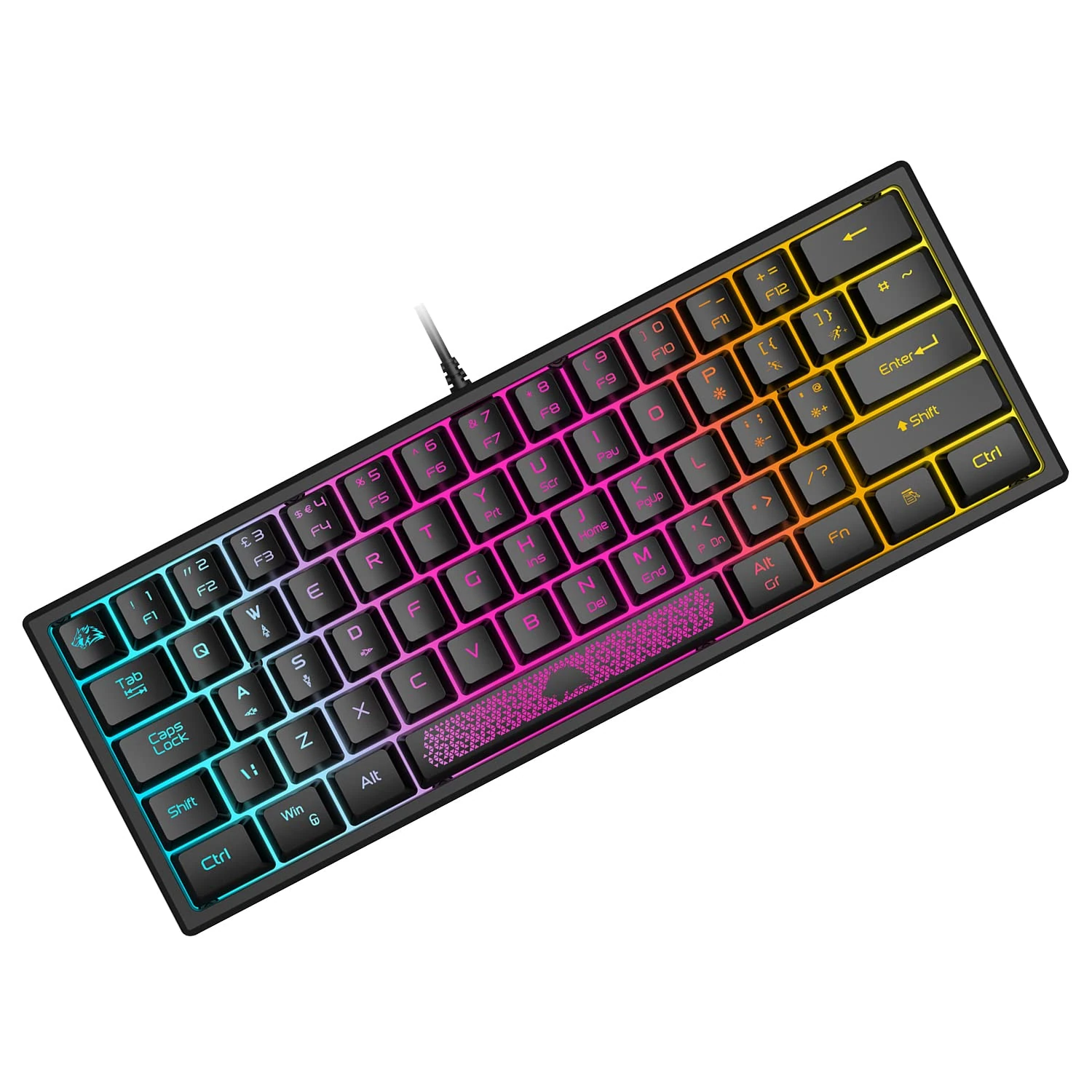 ZIYOU LANG K61 60% Percent Gaming Keyboard, Compact RGB Chroma Backlit STK61-Wired Mechanical Feel Membrane Keyboard, UK Layout Pro Mini 62 Keys, Waterproof, for PS4 XBOX PC Laptop Mac/Black